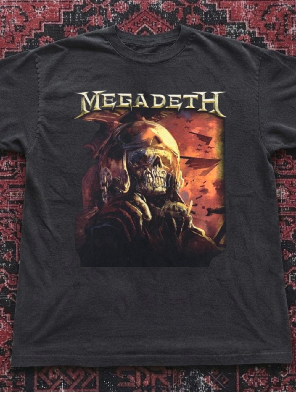 Gildan Black Megadeth Skull Pilot Graphic Tee